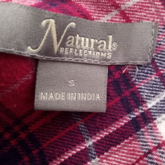 NATURAL REFLECTION RED PLAID BUTTON DOWN SHIRT SZ.S EUC - Picture 5 of 6